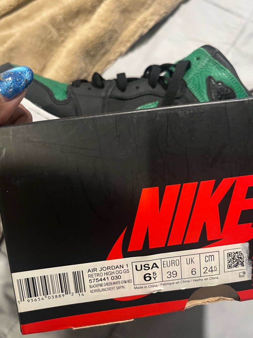 Nike Air Jordan 1 High “Pine Green” Size Youth 6.5/Women’s 8 - Picture 7 of 7